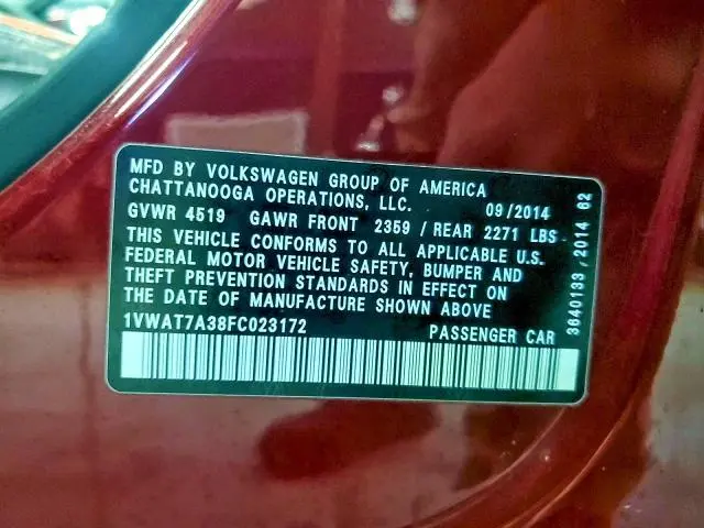 2015 VOLKSWAGEN PASSAT S  