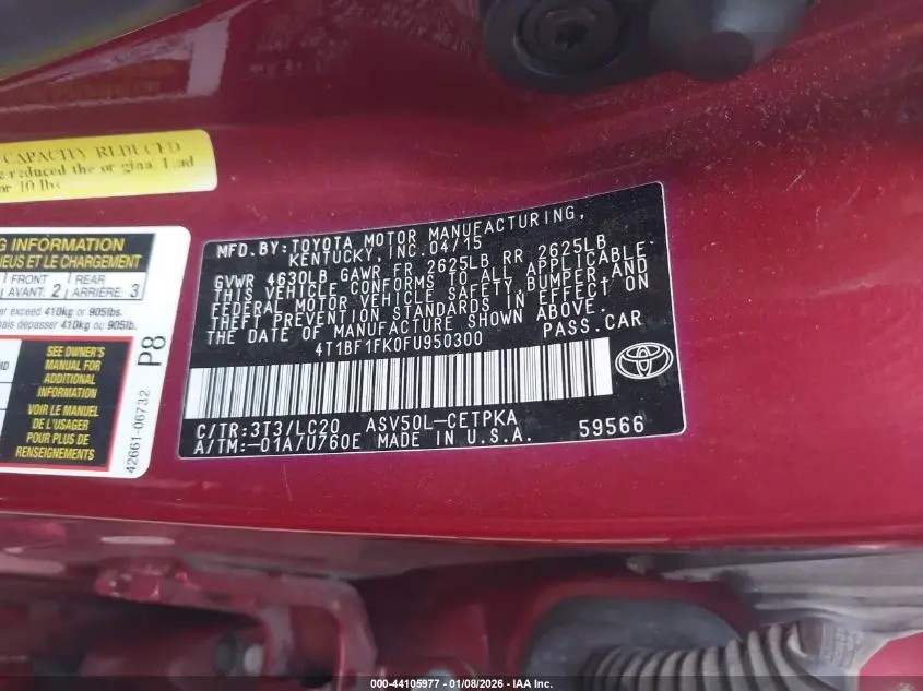 2015 TOYOTA CAMRY XSE