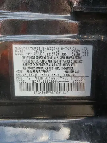 2020 NISSAN SENTRA S  