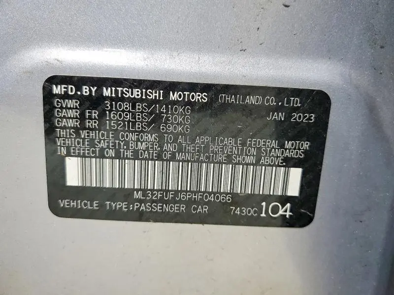 2023 MITSUBISHI MIRAGE G4 ES  