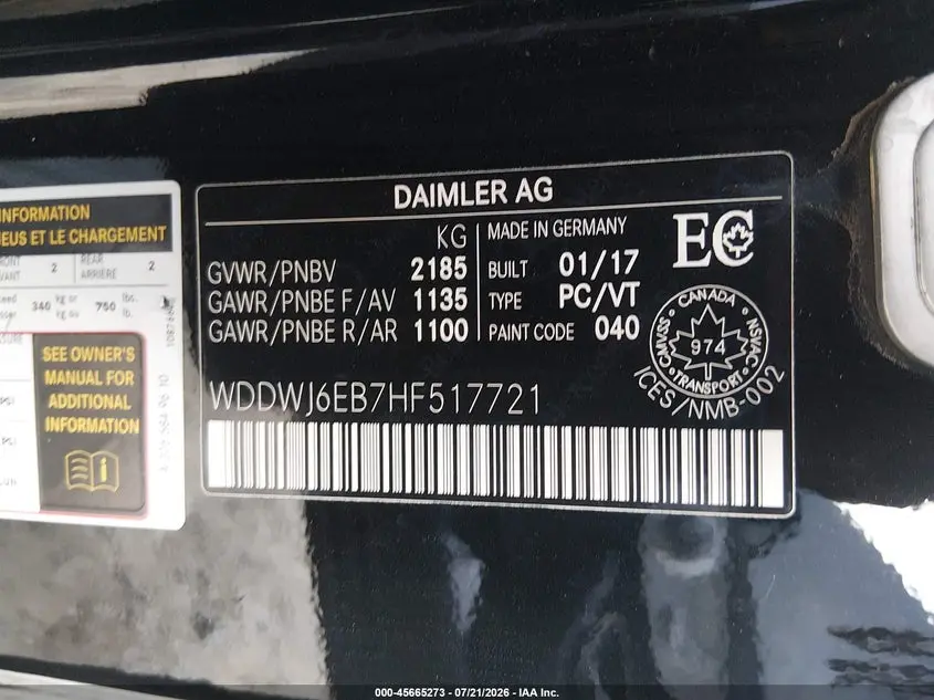 2017 MERCEDES-BENZ AMG C 43 4MATIC