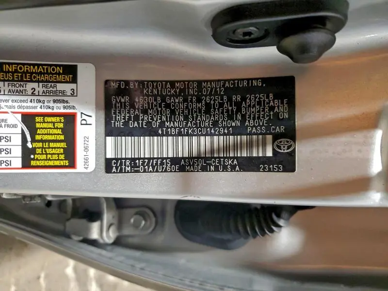 2012 TOYOTA CAMRY BASE  
