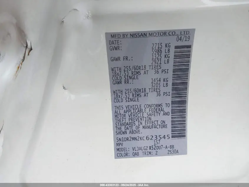 2019 NISSAN PATHFINDER SL