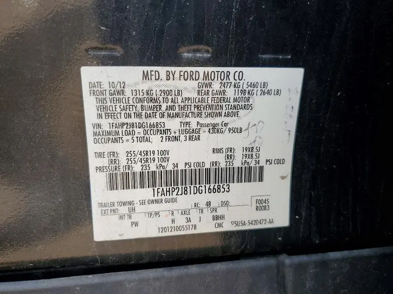 2013 FORD TAURUS LIMITED  