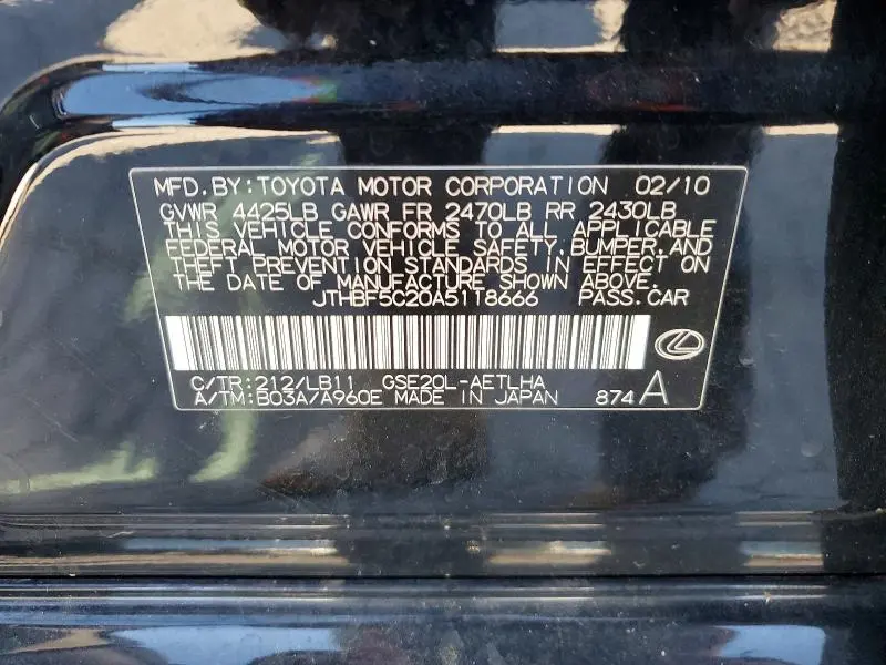 2010 LEXUS IS 250  