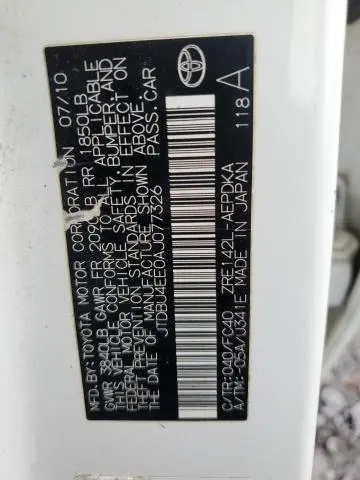 2010 TOYOTA COROLLA BASE  
