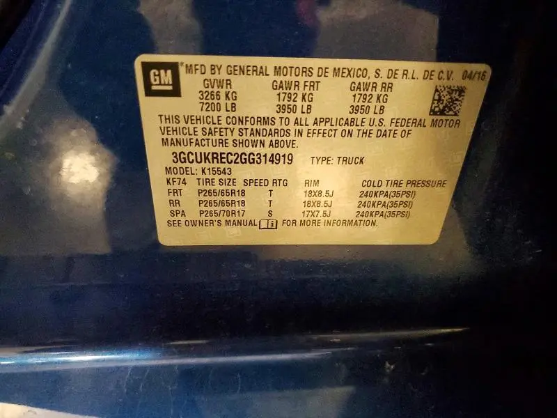 2016 CHEVROLET SILVERADO K1500 LT  
