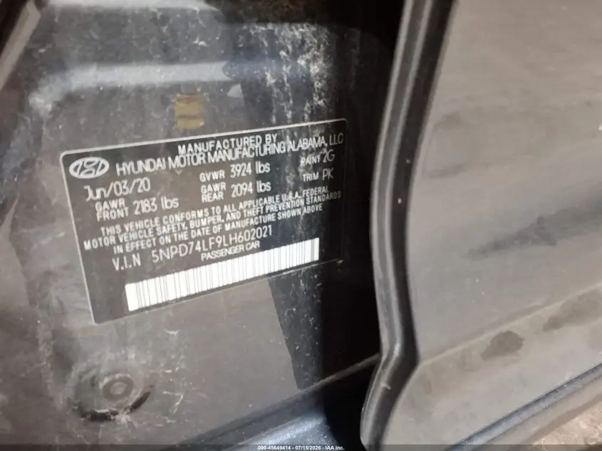 2020 HYUNDAI ELANTRA SE