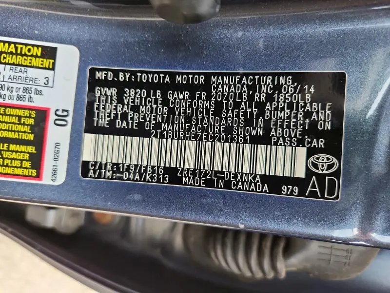 2014 TOYOTA COROLLA LE  