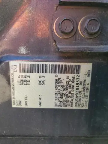 2012 NISSAN MAXIMA S  