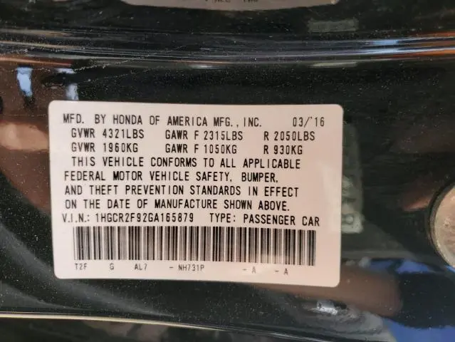 2016 HONDA ACCORD EXL  