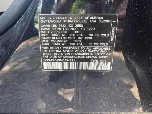 2021 VOLKSWAGEN ATLAS SE  