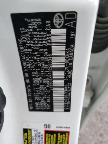 2016 TOYOTA COROLLA L  