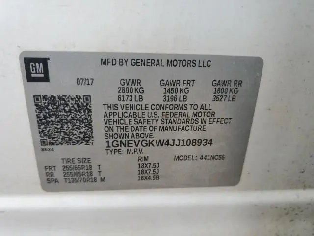 2018 CHEVROLET TRAVERSE LT  