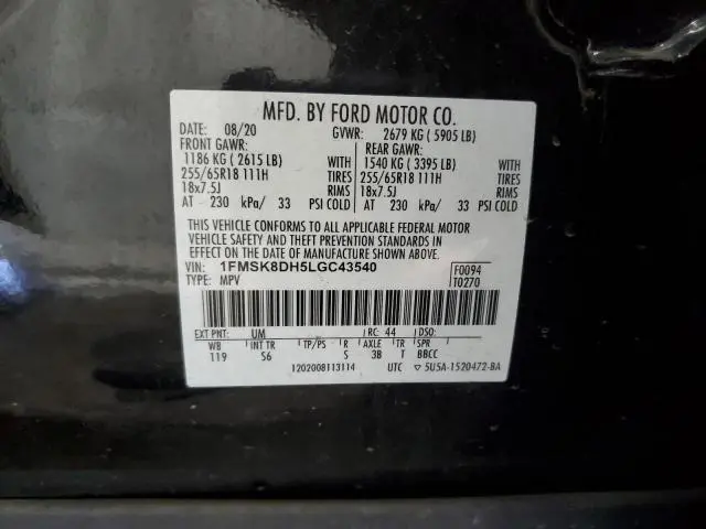 2020 FORD EXPLORER XLT  