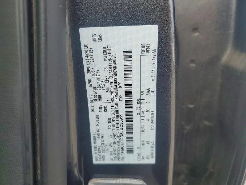 2018 FORD ESCAPE SE  
