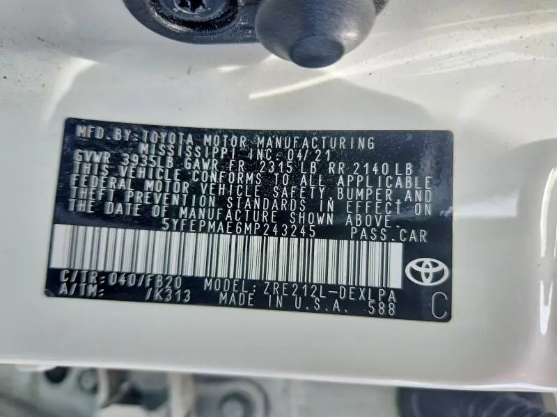 2021 TOYOTA COROLLA LE  