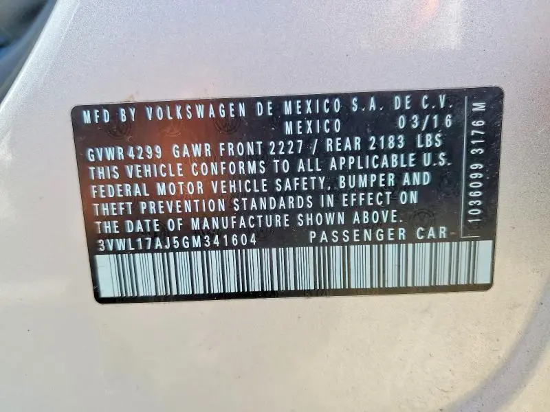 2016 VOLKSWAGEN JETTA SEL  