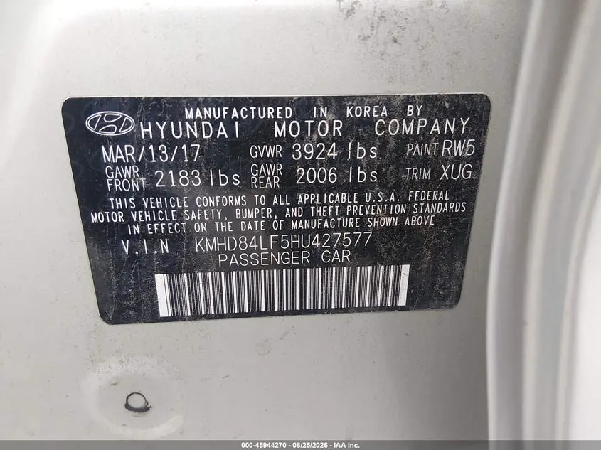 2017 HYUNDAI ELANTRA VALUE EDITION
