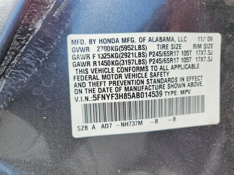 2010 HONDA PILOT TOURING  