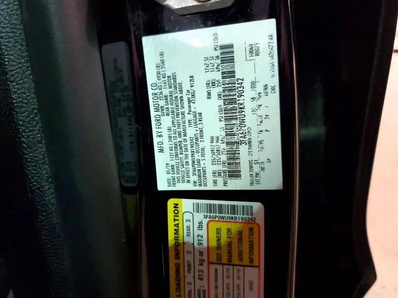 2019 FORD FUSION SPECIAL SERVICE  