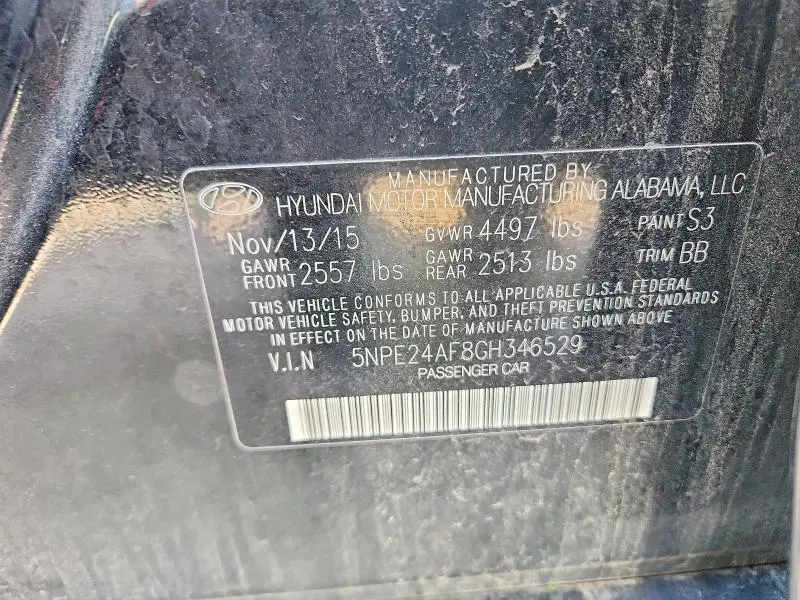 2016 HYUNDAI SONATA SE  