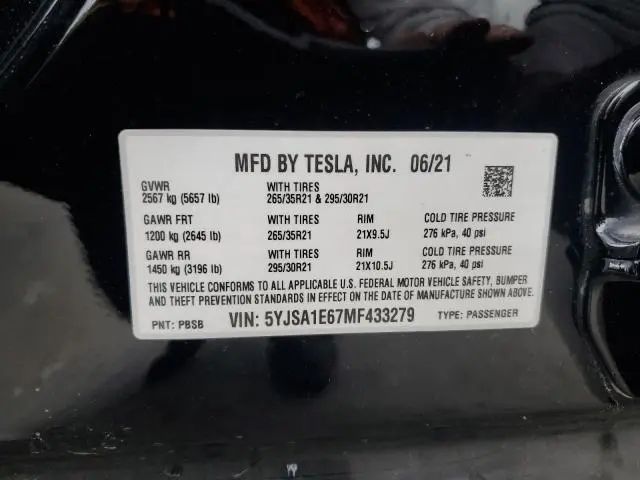 2021 TESLA MODEL S   