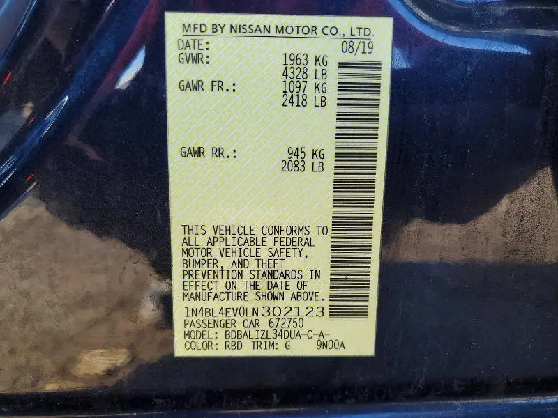 2020 NISSAN ALTIMA 2.5 SL  