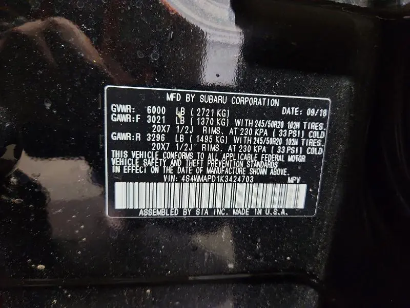2019 SUBARU ASCENT LIMITED  