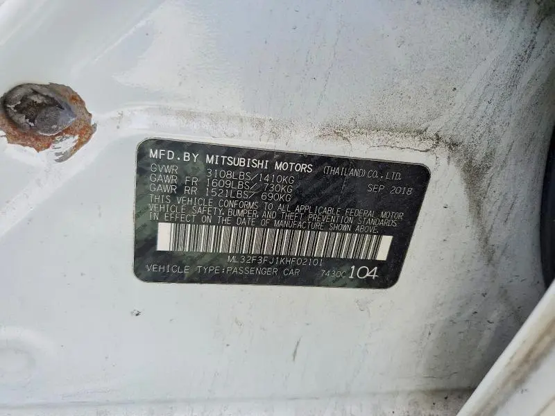 2019 MITSUBISHI MIRAGE G4 ES  