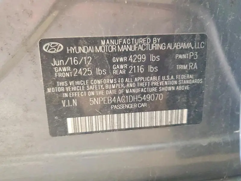 2013 HYUNDAI SONATA GLS  