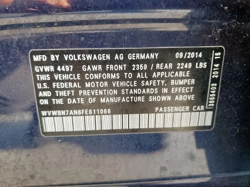 2015 VOLKSWAGEN CC SPORT  