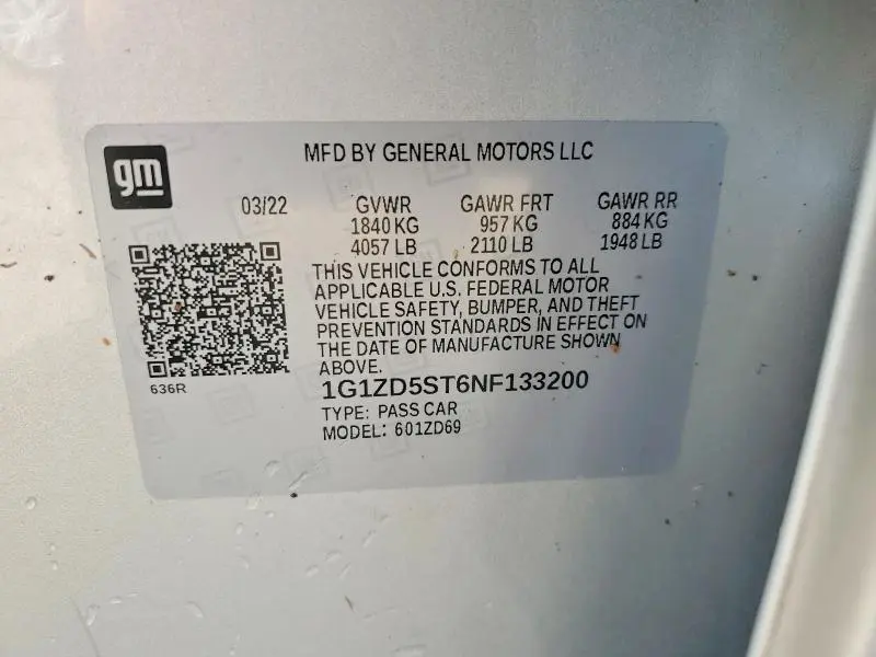 2022 CHEVROLET MALIBU LT  