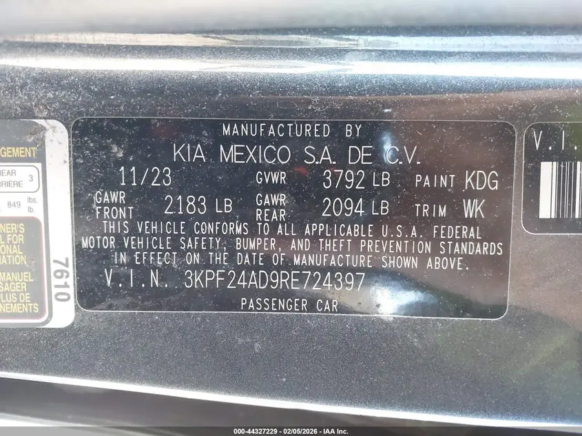 2024 KIA FORTE LXS