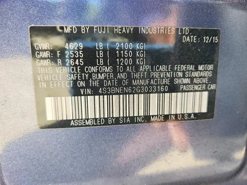 2016 SUBARU LEGACY 3.6R LIMITED  