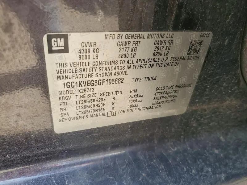 2016 CHEVROLET SILVERADO   