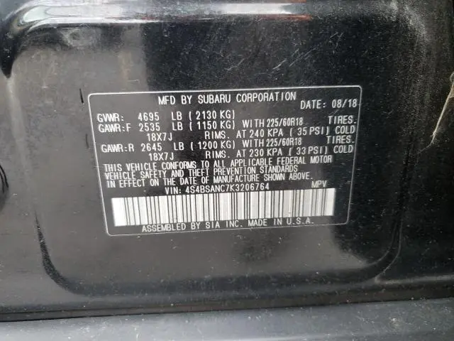 2019 SUBARU OUTBACK 2.5I LIMITED  