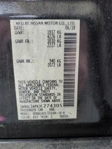 2018 NISSAN ALTIMA 2.5  
