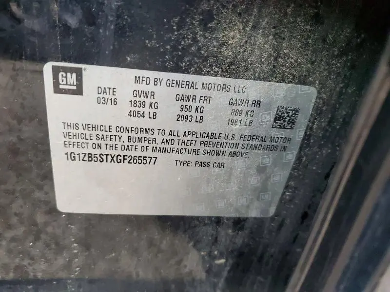 2016 CHEVROLET MALIBU LS  