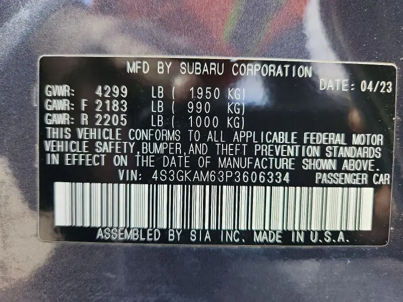 2023 SUBARU IMPREZA SPORT  