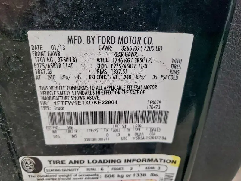 2013 FORD F150 SUPERCREW  