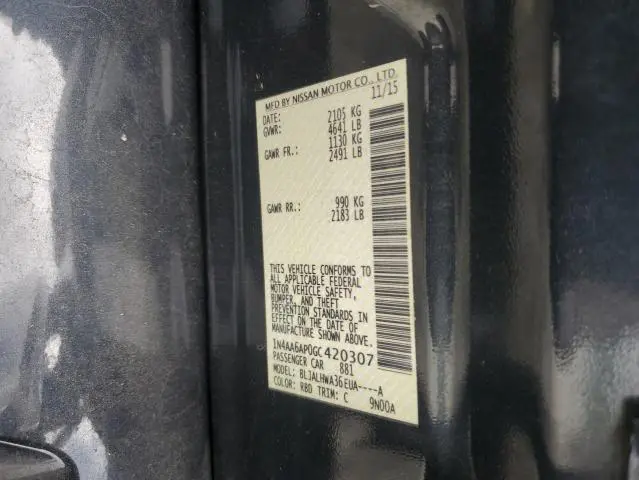 2016 NISSAN MAXIMA 3.5S  