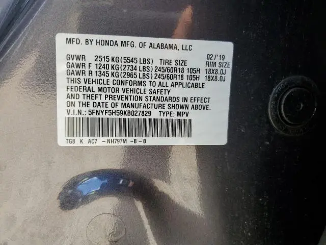 2019 HONDA PILOT EXL  