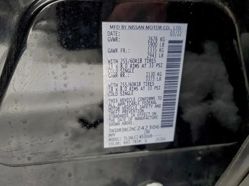 2022 NISSAN PATHFINDER SV  