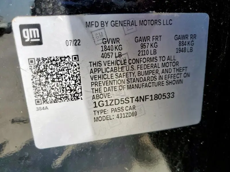 2022 CHEVROLET MALIBU LT  