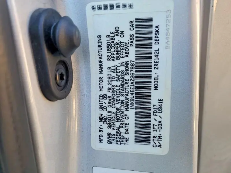 2010 TOYOTA COROLLA S  