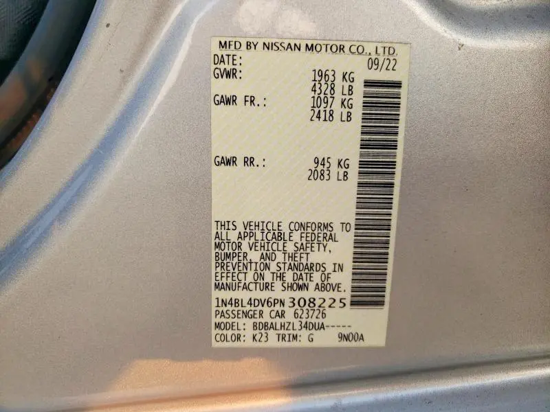 2023 NISSAN ALTIMA SV  