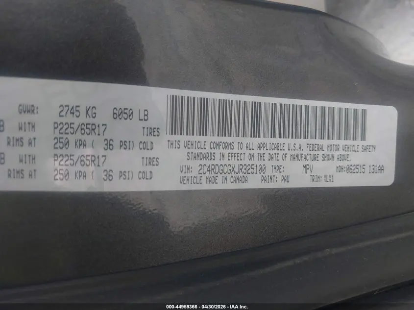 2018 DODGE GRAND CARAVAN SXT