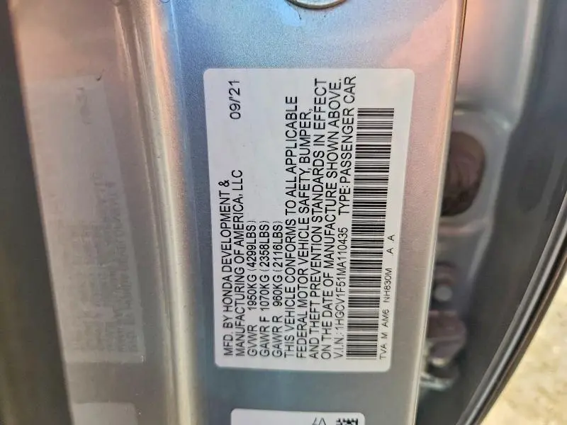 2021 HONDA ACCORD EXL  