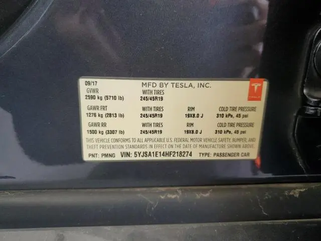 2017 TESLA MODEL S   